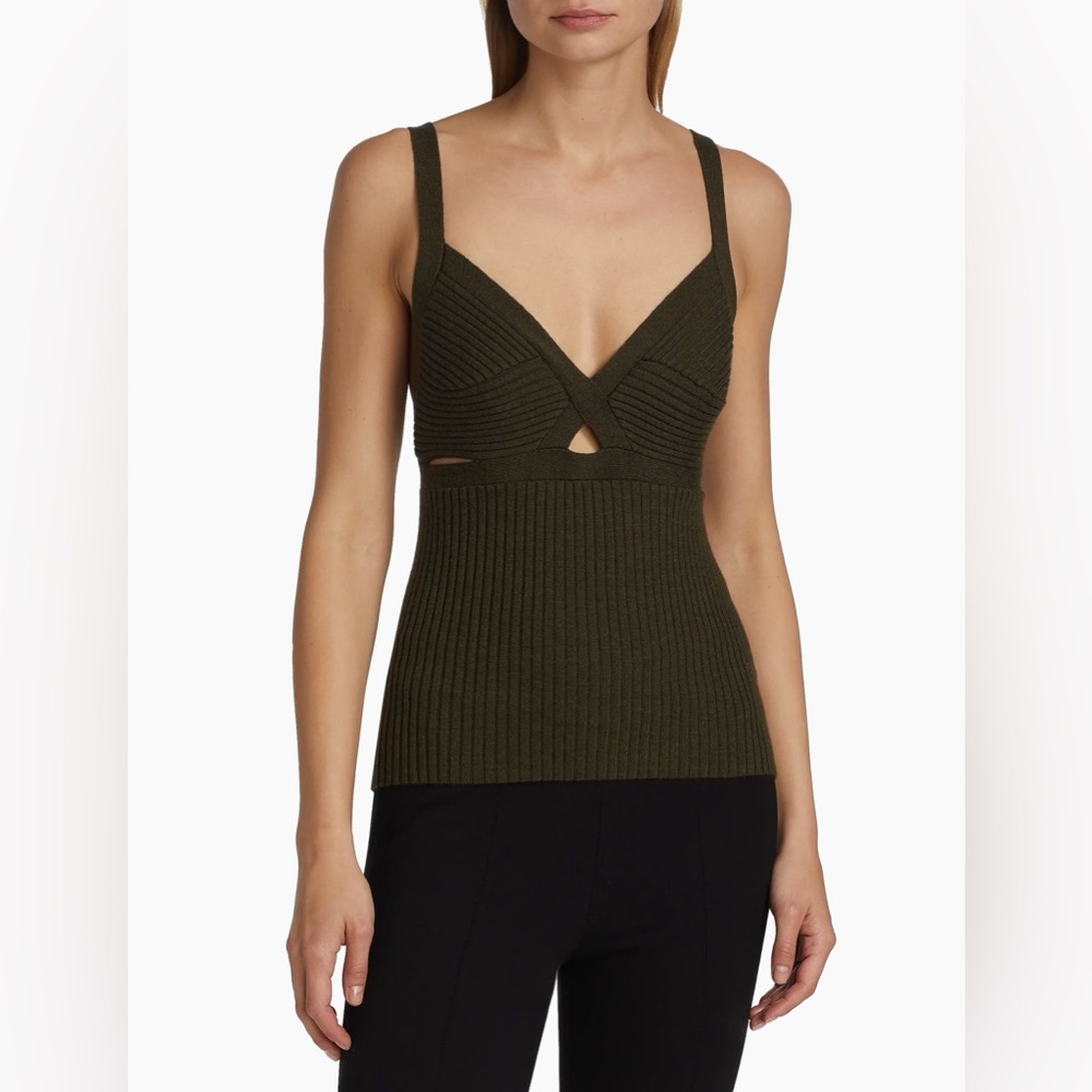 TWP Cammie Wool dark olive green knit sweater tank sz large l